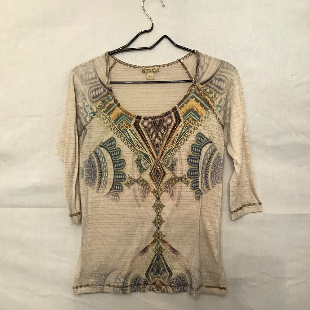 Boho QTR Sleeve Off White Light Sweater Top
